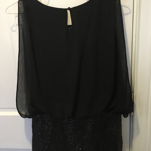 M M Couture Black Chiffon Dress with Sequence Skirt - Picture 5 of 5